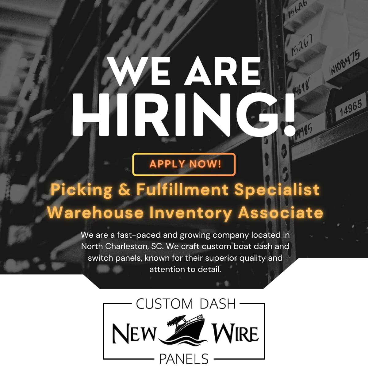 Hiring Graphic - Warehouse Inventory + Shipping